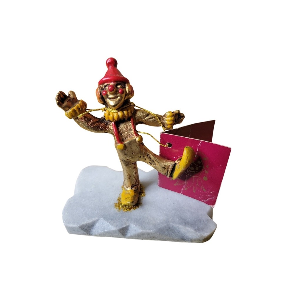 NWT New Handcrafted Handpainted 24K Gold Clown Statue Figurine 3.5"